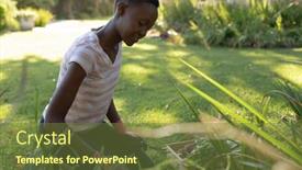  Presentation with home gardening - Audience pleasing slide deck consisting of african-american-woman-gardening backdrop and a tawny brown colored foreground