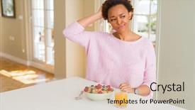  Presentation with african american woman question - Presentation design with african american woman having healthy background and a soft green colored foreground