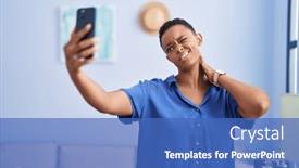  Presentation with telemedicine - Presentation featuring african-american-woman-having-telemedicine background and a teal colored foreground