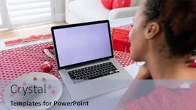  Presentation with online dating - Cool new presentation theme with african-american-woman-having backdrop and a light blue colored foreground