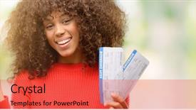  Presentation with elementary school african american female career - PPT layouts having african american woman holding airline background and a red colored foreground