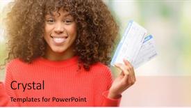  Presentation with airline - Theme with african american woman holding airline background and a red colored foreground