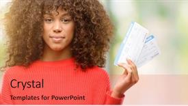  Presentation with airline - Beautiful presentation design featuring african american woman holding airline backdrop and a red colored foreground