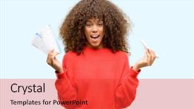  Presentation with airline - Colorful presentation design enhanced with african american woman holding airline backdrop and a  colored foreground