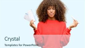  Presentation with airline - Amazing presentation design having african american woman holding airline backdrop and a cool aqua colored foreground