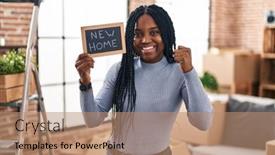  Presentation with proud american - PPT layouts having african-american-woman-holding-blackboard background and a  colored foreground