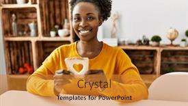  Presentation with american heart - Slide set consisting of african-american-woman-holding-bread background and a gold colored foreground