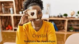  Presentation with american heart - Slide set having african-american-woman-holding-bread background and a gold colored foreground