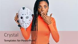  Presentation with hockey - Slides having african-american-woman-holding-hockey background and a red colored foreground