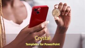  Presentation with litecoin - Presentation theme consisting of african-american-woman-holding-litecoin background and a tawny brown colored foreground