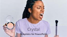  Presentation with blush - PPT layouts consisting of african-american-woman-holding-makeup background and a light blue colored foreground