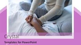  Presentation with african american patient - Presentation design featuring african-american-woman-holding-patient background and a lilac colored foreground