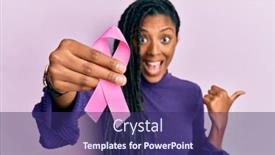  Presentation with cancer - Colorful slide deck enhanced with african-american-woman-holding-pink backdrop and a violet colored foreground