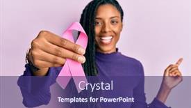  Presentation with cancer - PPT theme consisting of african-american-woman-holding-pink background and a violet colored foreground