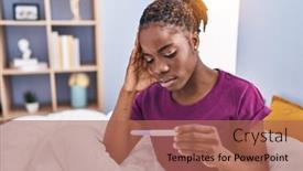  Presentation with pregnancy - Presentation design having african-american-woman-holding-pregnancy background and a coral colored foreground