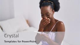  Presentation with pregnancy - PPT theme consisting of african-american-woman-holding-pregnancy background and a light gray colored foreground