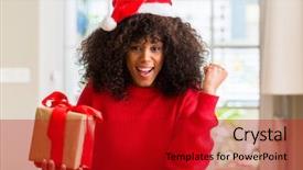  Presentation with african american weddig - Theme consisting of african american woman holding present background and a crimson colored foreground