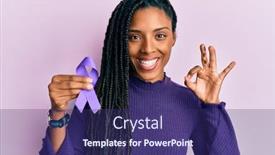  Presentation with purple - Presentation design consisting of african-american-woman-holding-purple background and a violet colored foreground