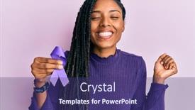  Presentation with proud american - Presentation theme consisting of african-american-woman-holding-purple background and a violet colored foreground