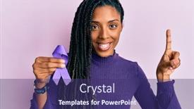  Presentation with african american woman question - Audience pleasing theme consisting of african-american-woman-holding-purple backdrop and a violet colored foreground