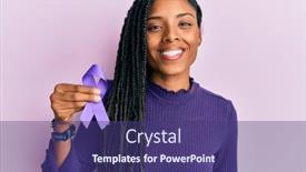  Presentation with awareness - Theme consisting of african-american-woman-holding-purple background and a violet colored foreground