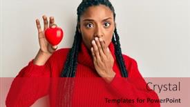  Presentation with american heart - Theme having african-american-woman-holding-red background and a crimson colored foreground