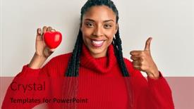  Presentation with american heart - Audience pleasing theme consisting of african-american-woman-holding-red backdrop and a crimson colored foreground