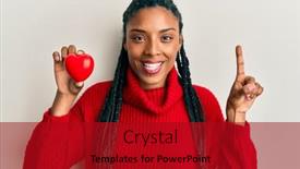  Presentation with african american woman question - PPT theme having african-american-woman-holding-red background and a crimson colored foreground