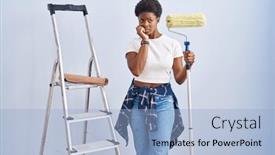  Presentation with anxiety - Presentation enhanced with african-american-woman-holding-roller background and a light blue colored foreground