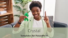  Presentation with ribbon green - Presentation consisting of african-american-woman-holding-support background and a  colored foreground