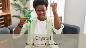  Presentation with ribbon green - Presentation consisting of african-american-woman-holding-support background and a mint green colored foreground