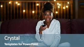  Presentation with african woman - Presentation enhanced with african american woman in pajamas background and a teal colored foreground