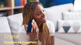  Presentation with voice - Presentation theme enhanced with african-american-woman-listening-voice background and a  colored foreground