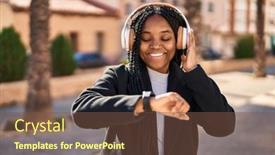  Presentation with african music - PPT theme featuring african-american-woman-listening background and a tawny brown colored foreground