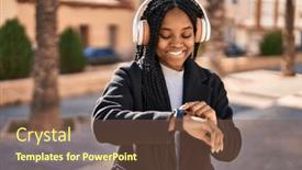  Presentation with african music - Theme with african-american-woman-listening background and a tawny brown colored foreground