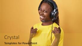  Presentation with american energy - Presentation theme consisting of african-american-woman-listening background and a gold colored foreground