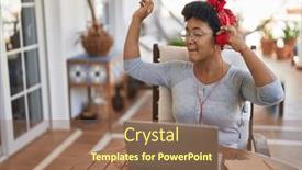  Presentation with american music - Slides enhanced with african-american-woman-listneing background and a violet colored foreground