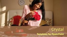  Presentation with valentines - PPT layouts having african-american-woman-lovingly-holding background and a coral colored foreground