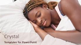  Presentation with bed - Slides enhanced with african-american-woman-lying background and a soft green colored foreground