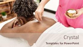  Presentation with table salt - Presentation design consisting of african-american-woman-lying background and a lemonade colored foreground