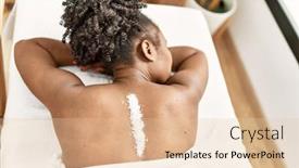  Presentation with table salt - Presentation design having african-american-woman-lying background and a lemonade colored foreground