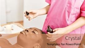  Presentation with african beauty - PPT theme featuring african-american-woman-lying background and a coral colored foreground