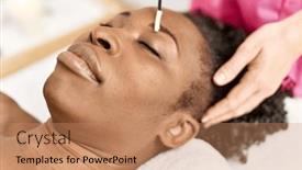  Presentation with african beauty - PPT layouts having african-american-woman-lying background and a coral colored foreground