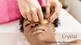  Presentation with african beauty - Slide set having african-american-woman-lying background and a coral colored foreground