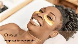  Presentation with african beauty - PPT theme enhanced with african-american-woman-lying and a coral colored foreground