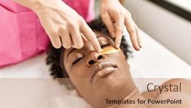  Presentation with african beauty - Presentation theme having african-american-woman-lying background and a coral colored foreground