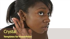  Presentation with african american women in computer - Colorful theme enhanced with african american woman making listening backdrop and a  colored foreground