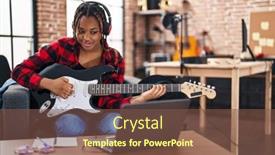  Presentation with electrical - Presentation design having african-american-woman-musician-having background and a tawny brown colored foreground
