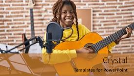  Presentation with classical music - Slides with african-american-woman-musician-singing background and a gold colored foreground