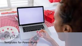  Presentation with online dating - PPT layouts with african-american-woman-opening-ring background and a light blue colored foreground